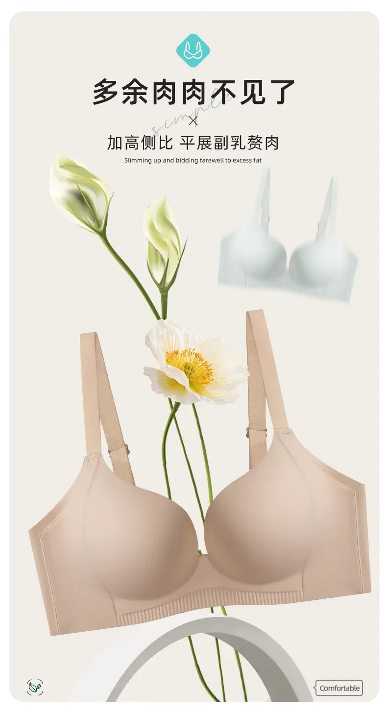 White Seamless Gathered Underwear for Small Chest Large Support — feature 3