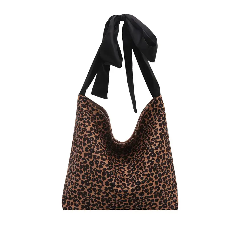 Leopard Leather Shoulder Bag Black 2024 - Image 2