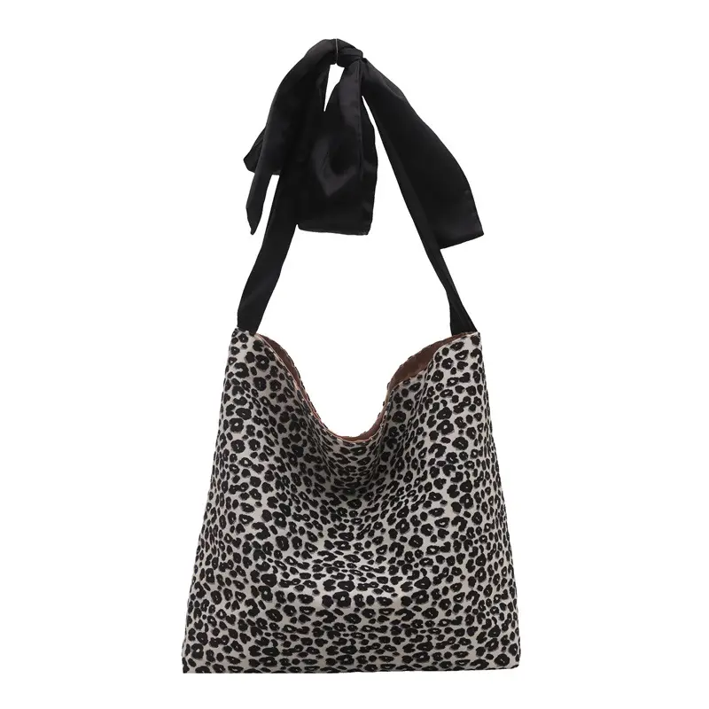 Leopard Leather Shoulder Bag Black 2024 - Image 4