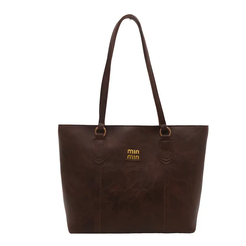 Women's Black Waxed Leather Tote Bag 2024 New - Image 2