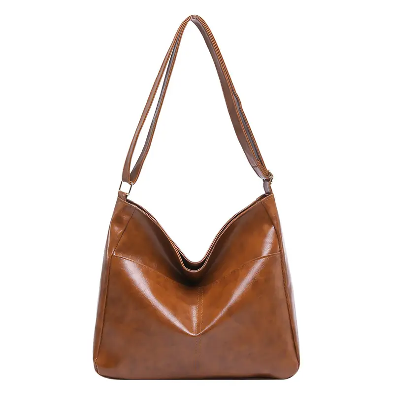 2024 Trendy Brown Leather Shoulder Tote Bag for College Students - Image 9
