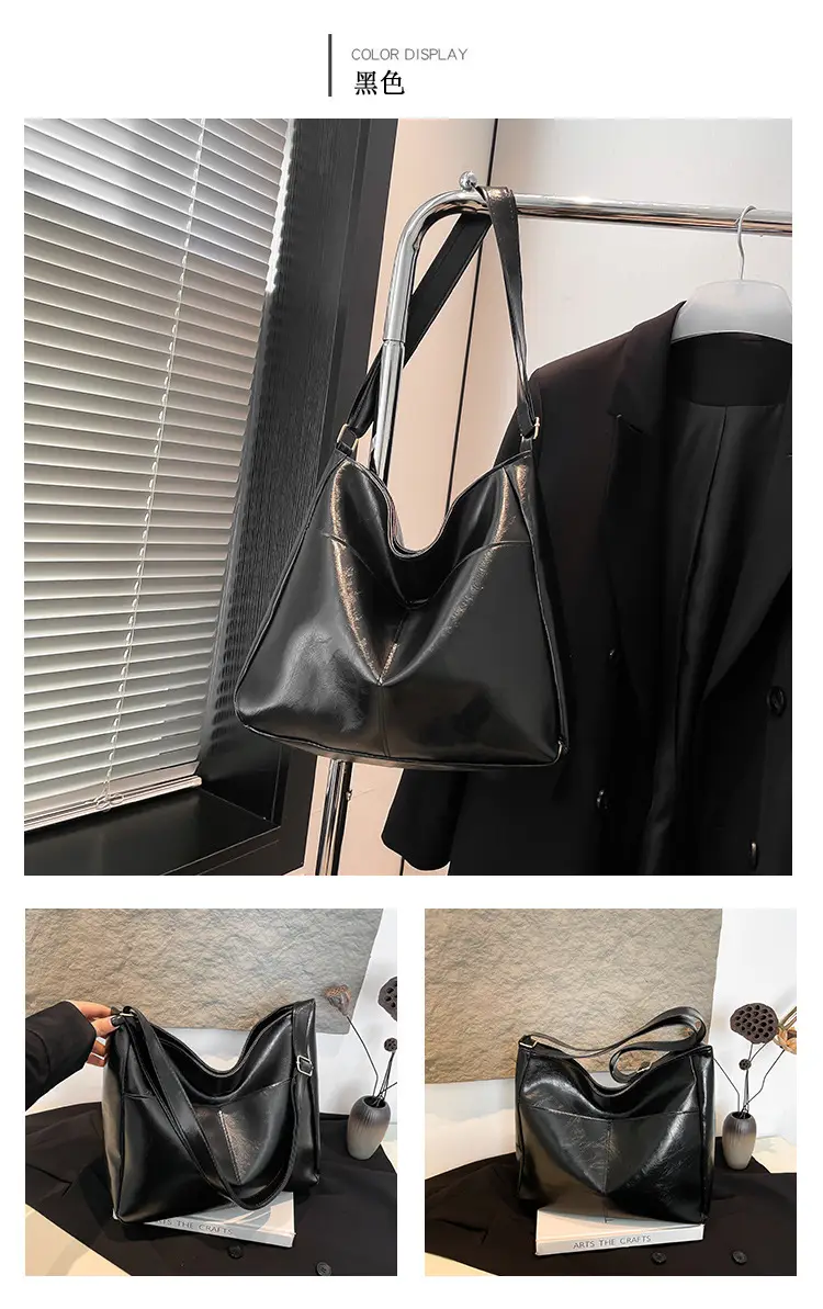 2024 Trendy Brown Leather Shoulder Tote Bag for College Students — feature 23