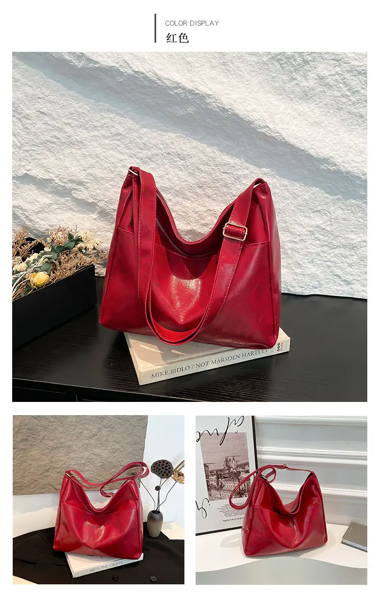 2024 Trendy Brown Leather Shoulder Tote Bag for College Students — feature 25