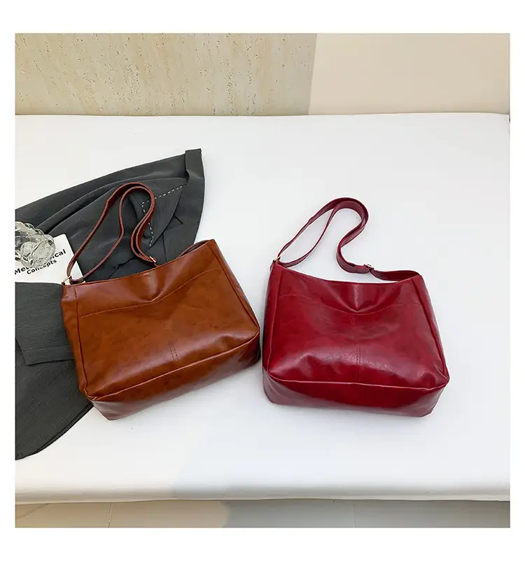 2024 Trendy Brown Leather Shoulder Tote Bag for College Students — feature 27