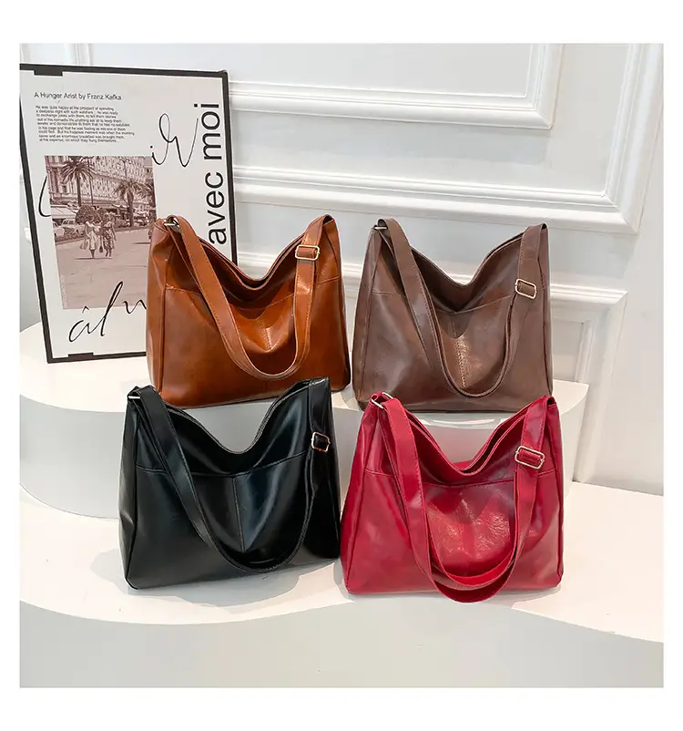 2024 Trendy Brown Leather Shoulder Tote Bag for College Students — feature 29