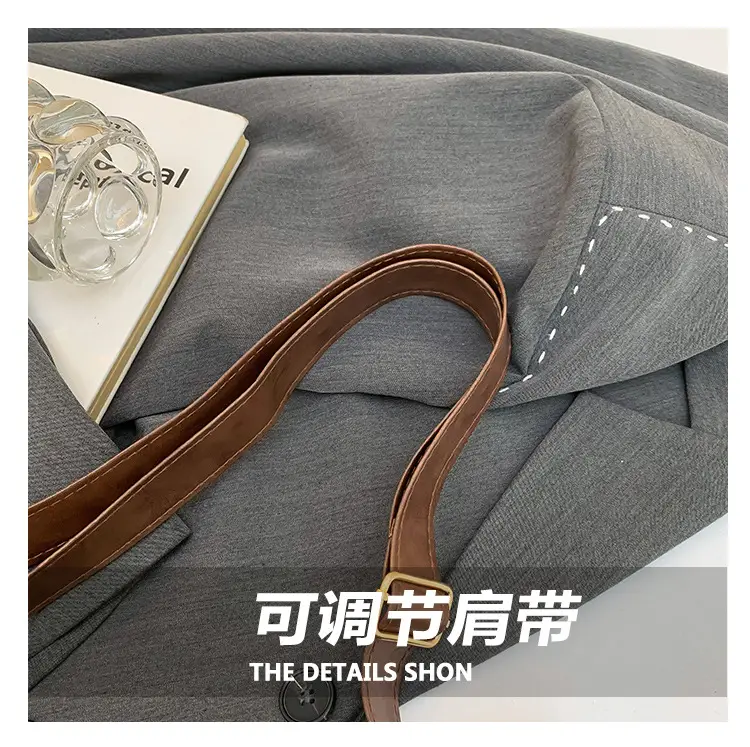 2024 Trendy Brown Leather Shoulder Tote Bag for College Students — feature 5