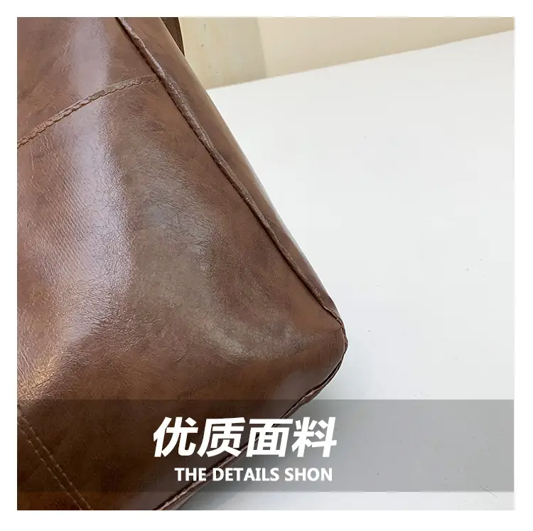 2024 Trendy Brown Leather Shoulder Tote Bag for College Students — feature 6