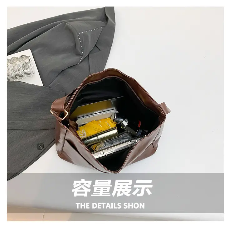 2024 Trendy Brown Leather Shoulder Tote Bag for College Students — feature 8