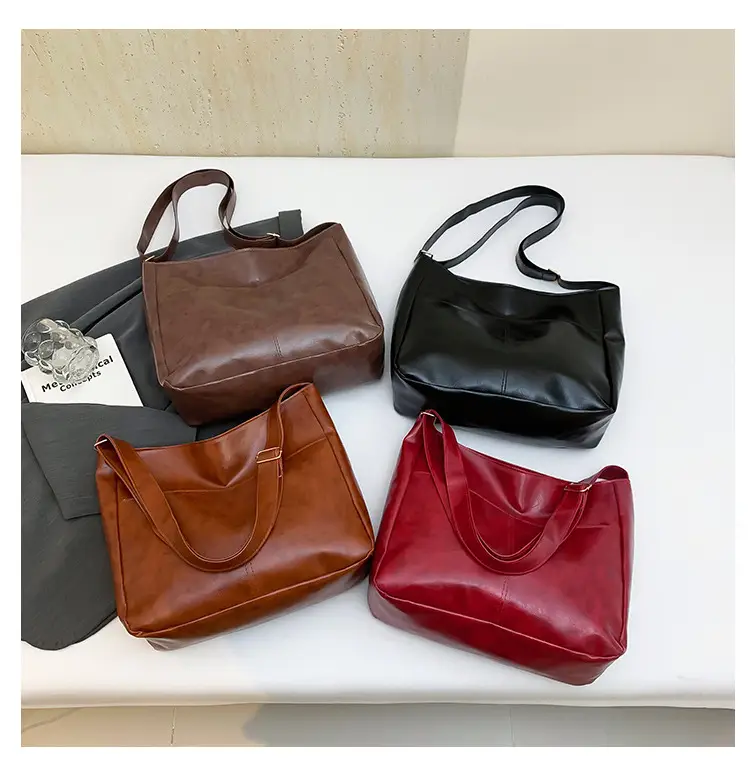 2024 Trendy Brown Leather Shoulder Tote Bag for College Students — feature 9