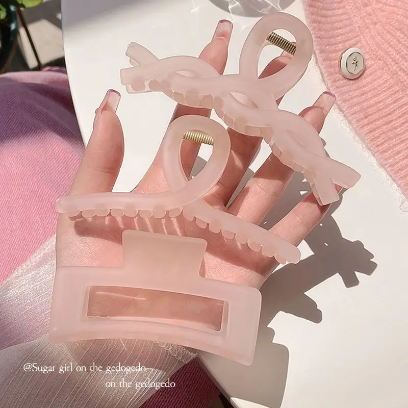 Pink Ins Shark Clip Headwear Large Hair Size Multi-hair Clip Women's Back of Head Frosted Grab Clip Summer Hairpin — feature 21