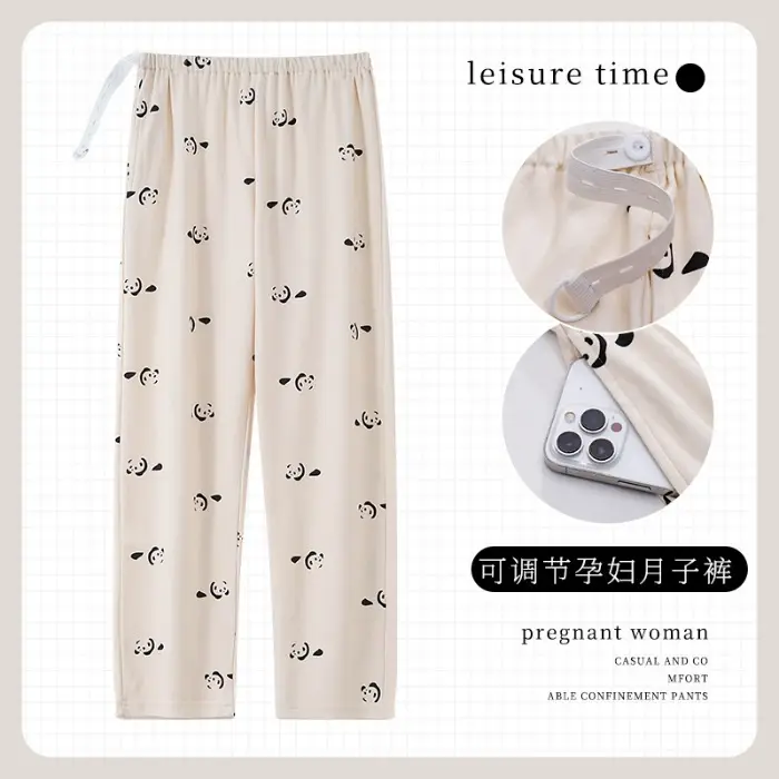 Pure Cotton Adjustable Belt Pajama Pants Women Spring Autumn Pregnant