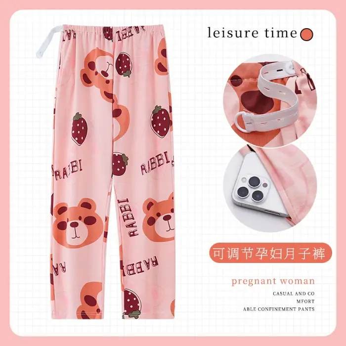 Pure Cotton Adjustable Belt Pajama Pants Women Spring Autumn Pregnant