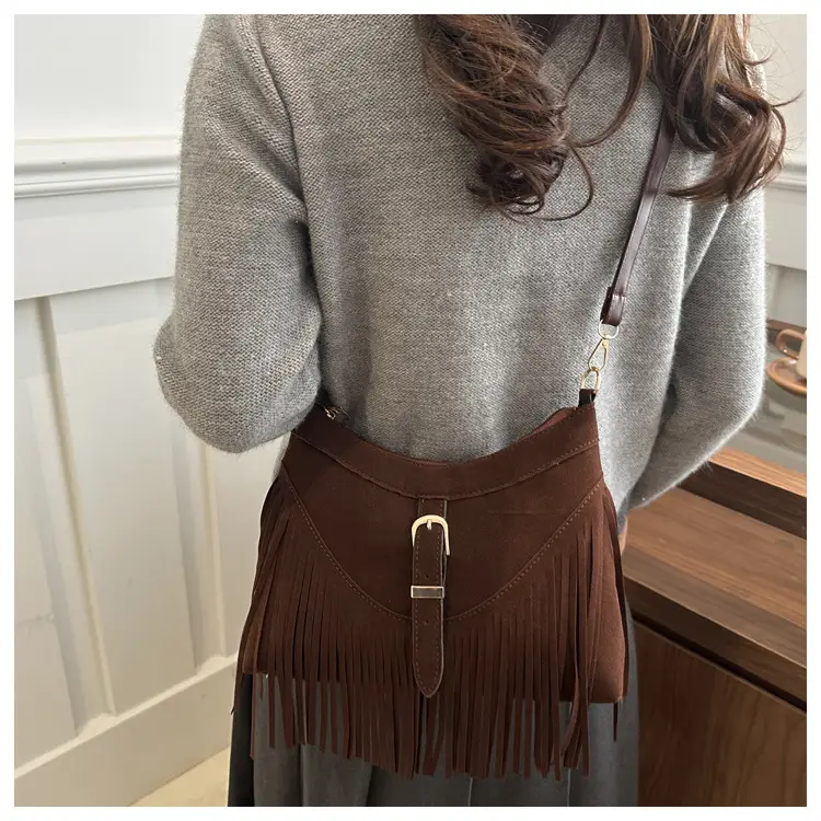 Black Fringe Tassel Shoulder Bag for Women 2024 Winter β feature 20