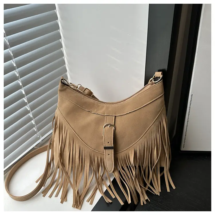 Black Fringe Tassel Shoulder Bag for Women 2024 Winter β feature 32