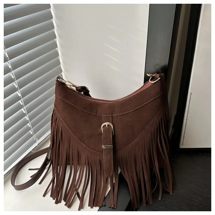 Black Fringe Tassel Shoulder Bag for Women 2024 Winter β feature 34