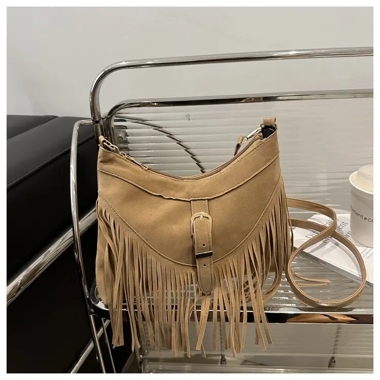 Black Fringe Tassel Shoulder Bag for Women 2024 Winter β feature 40