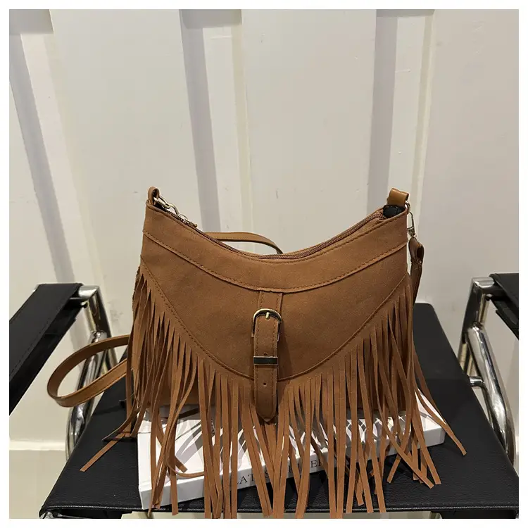 Black Fringe Tassel Shoulder Bag for Women 2024 Winter β feature 47