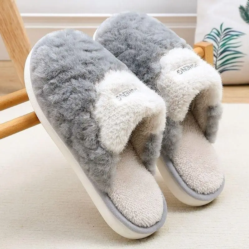 Cotton Slippers Men's Autumn and Winter Indoor Home Warm Plush Thick Bottom Non-Slip Household Couple's Cotton Slippers for Men in Winter - Image 7