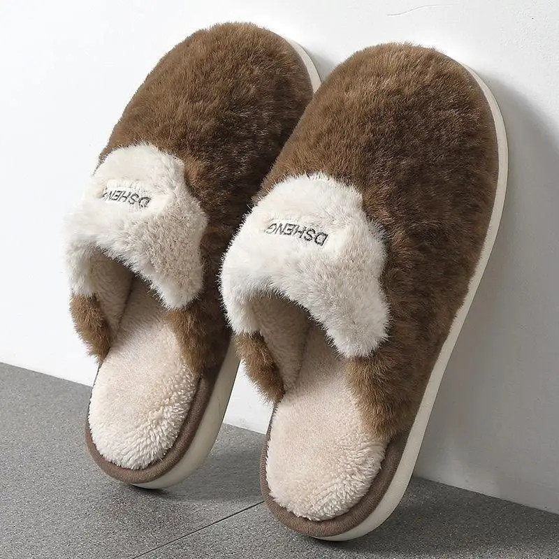 Cotton Slippers Men's Autumn and Winter Indoor Home Warm Plush Thick Bottom Non-Slip Household Couple's Cotton Slippers for Men in Winter - Image 2
