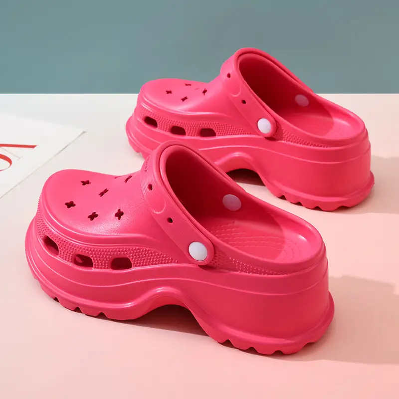 Hole Shoes Women's Outer Wear Beach Wear-resistant Smelly Feet-free Baotou Tops EVA Height-increasing All-match Lightweight Shoe-feeling Sandals - Image 5
