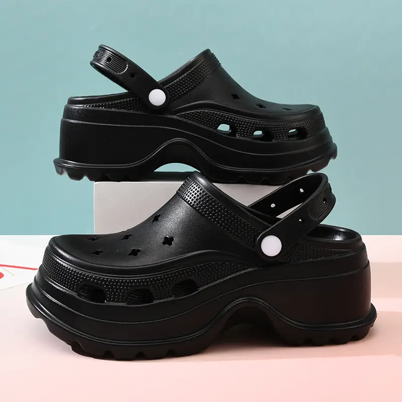 Hole Shoes Women's Outer Wear Beach Wear-resistant Smelly Feet-free Baotou Tops EVA Height-increasing All-match Lightweight Shoe-feeling Sandals - Image 2