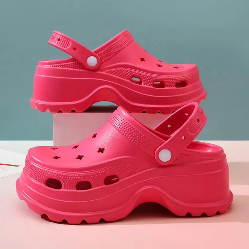 Hole Shoes Women's Outer Wear Beach Wear-resistant Smelly Feet-free Baotou Tops EVA Height-increasing All-match Lightweight Shoe-feeling Sandals - Image 3