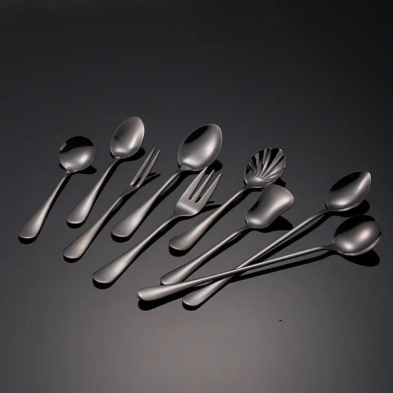 Stainless Steel Black Knife & Fork Spoon 36mm - Image 27