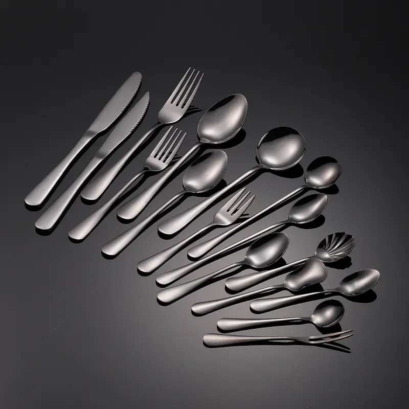 Stainless Steel Black Knife & Fork Spoon 36mm - Image 28