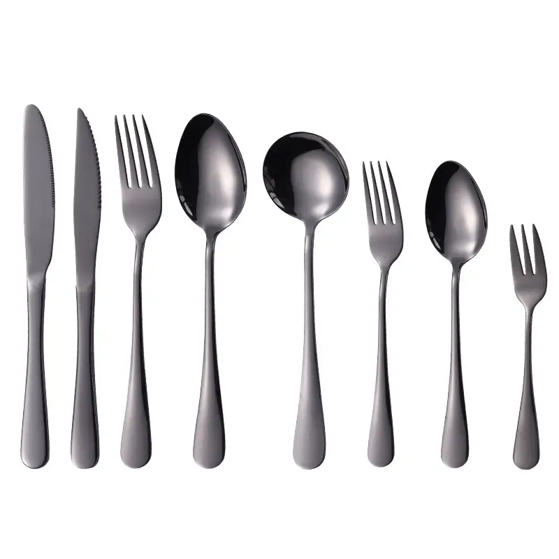 Stainless Steel Black Knife & Fork Spoon 36mm - Image 29