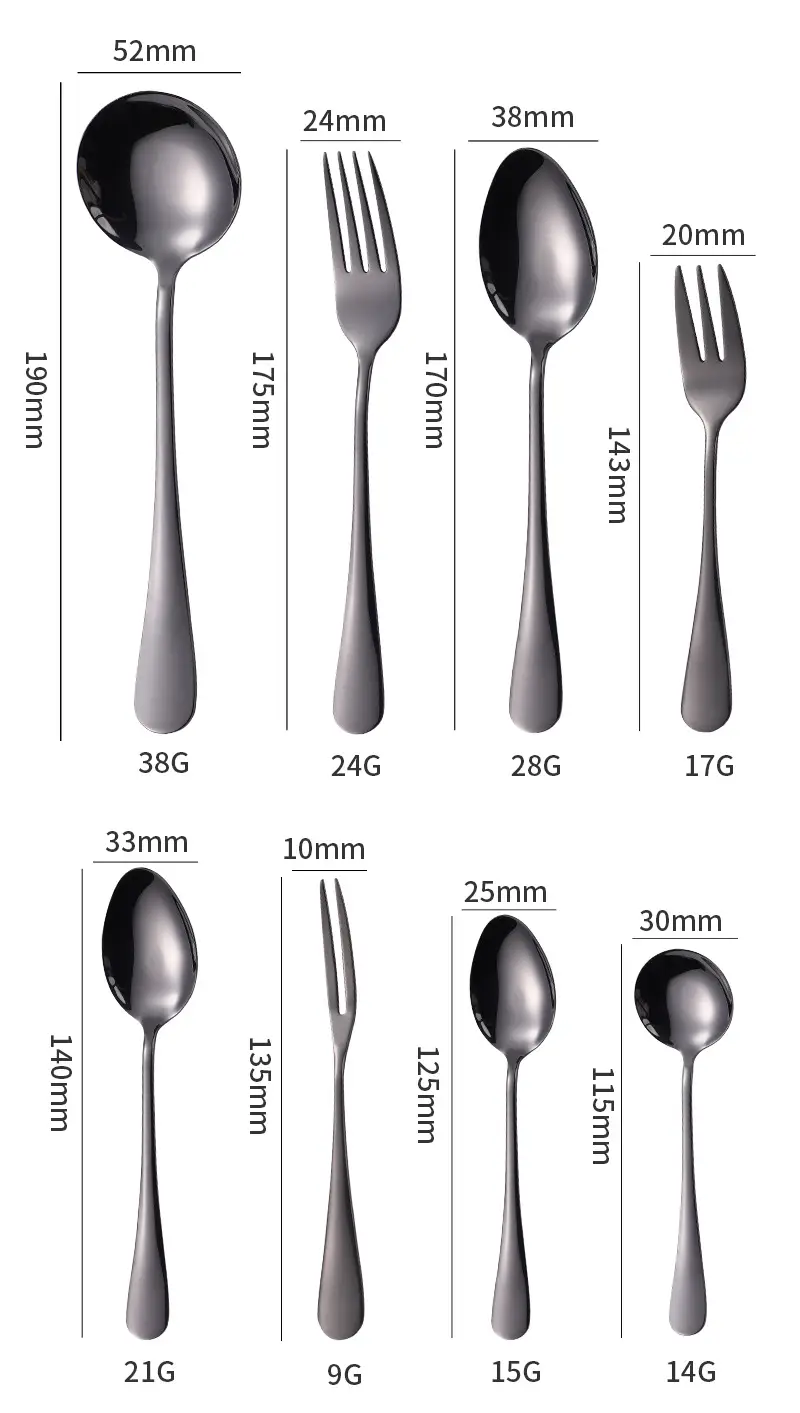 Stainless Steel Black Knife & Fork Spoon 36mm — feature 3