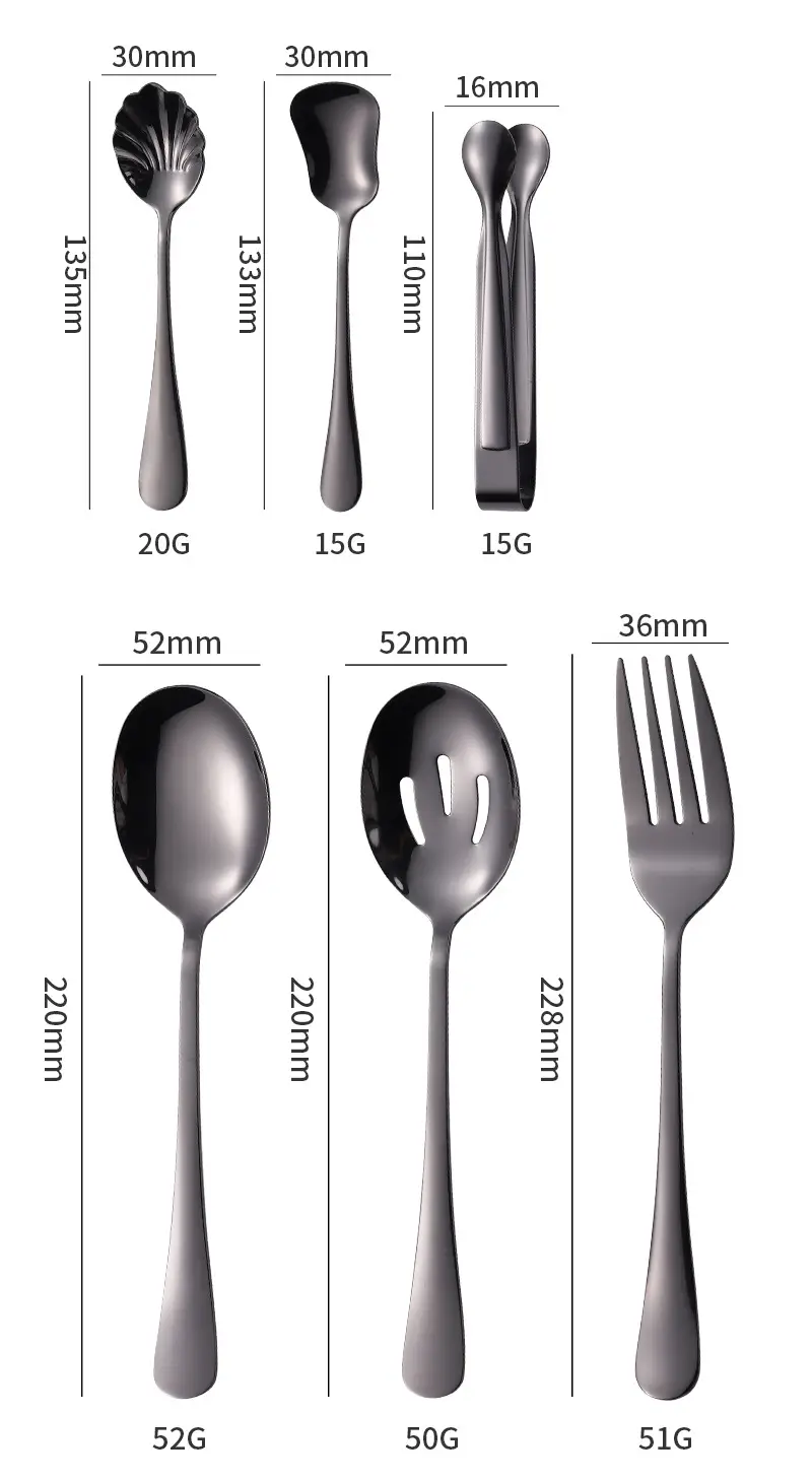 Stainless Steel Black Knife & Fork Spoon 36mm — feature 4