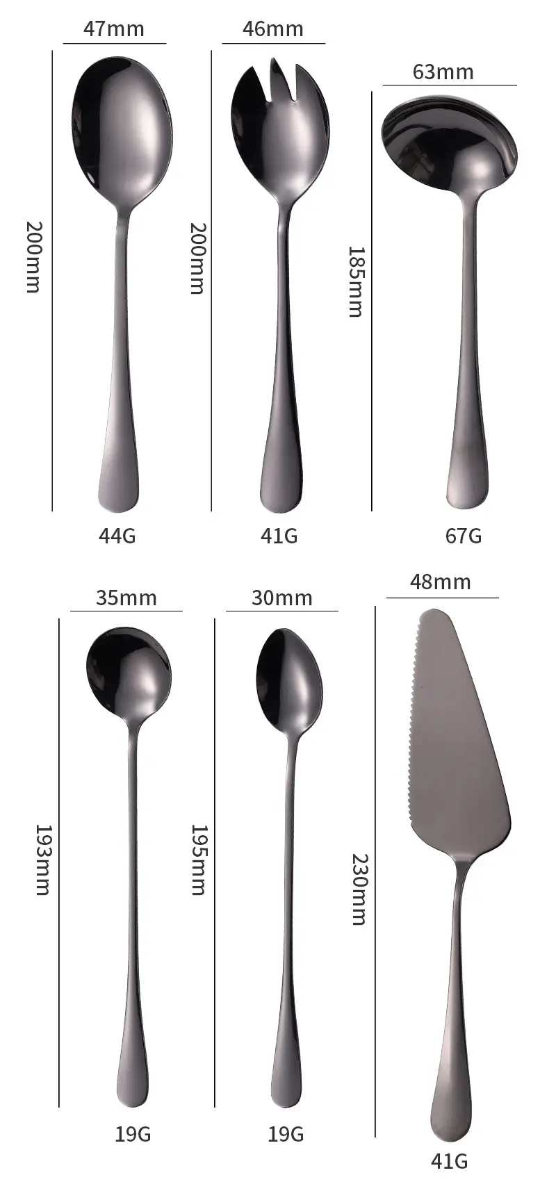 Stainless Steel Black Knife & Fork Spoon 36mm — feature 5