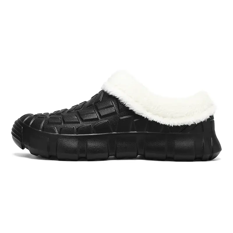 Cotton Slippers Men's Winter Waterproof Non-slip Snow Mecha Cotton Shoes fleece-lined Thickened Warm Lazy Shoes Kitchen Work Shoes