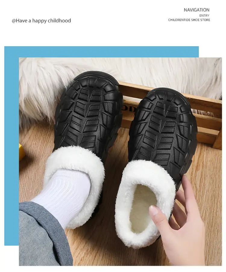 Cotton Slippers Men's Winter Waterproof Non-slip Snow Mecha Cotton Shoes fleece-lined Thickened Warm Lazy Shoes Kitchen Work Shoes — feature 10