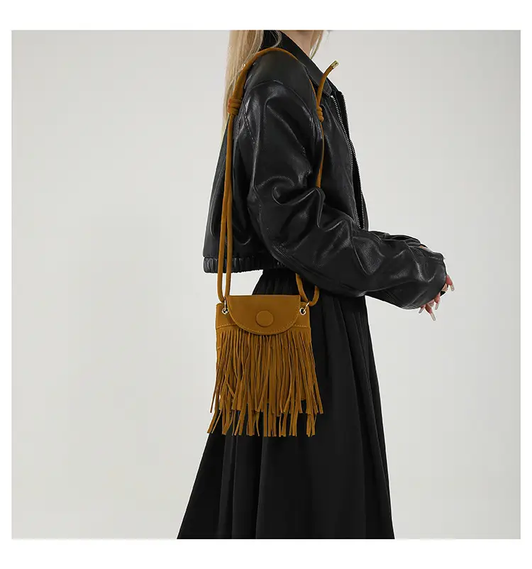 Tassel Crossbody Bag Women Black Leather 2024 — feature 12
