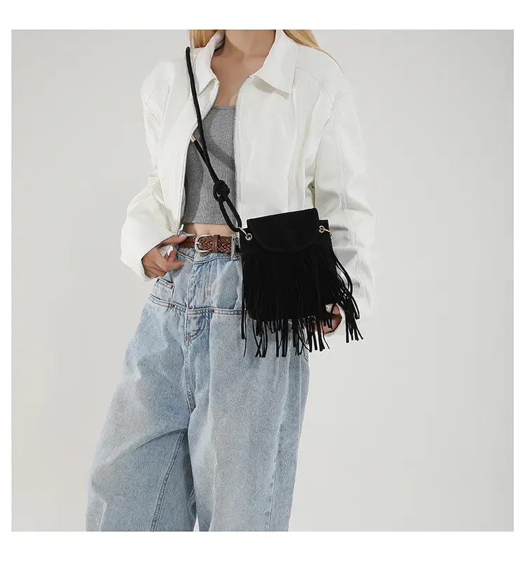 Tassel Crossbody Bag Women Black Leather 2024 — feature 16