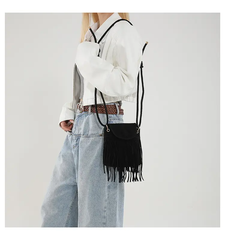 Tassel Crossbody Bag Women Black Leather 2024 — feature 17