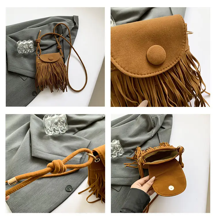 Tassel Crossbody Bag Women Black Leather 2024 — feature 8