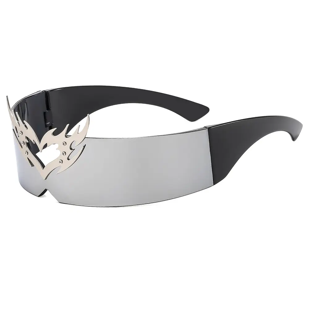 Cyberpunk Rimless Sunglasses All-One Futuristic Design - Image 3