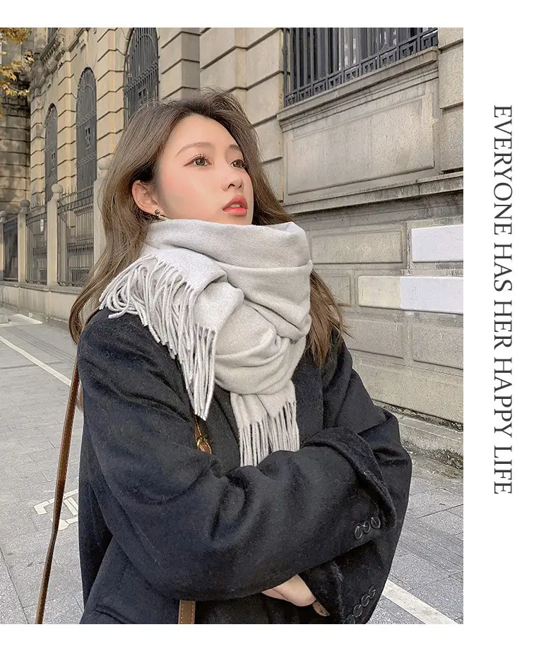 Autumn and winter thick warm ladies scarf solid color tassel cashmere gift printing embroidery shawl scarf wholesale — feature 8