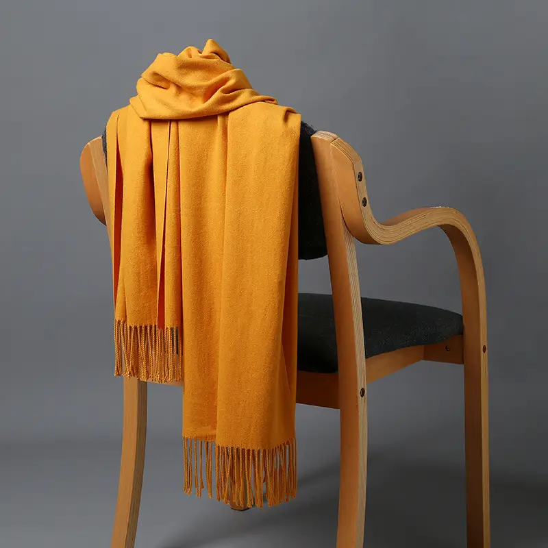 Autumn and winter thick warm ladies scarf solid color tassel cashmere gift printing embroidery shawl scarf wholesale