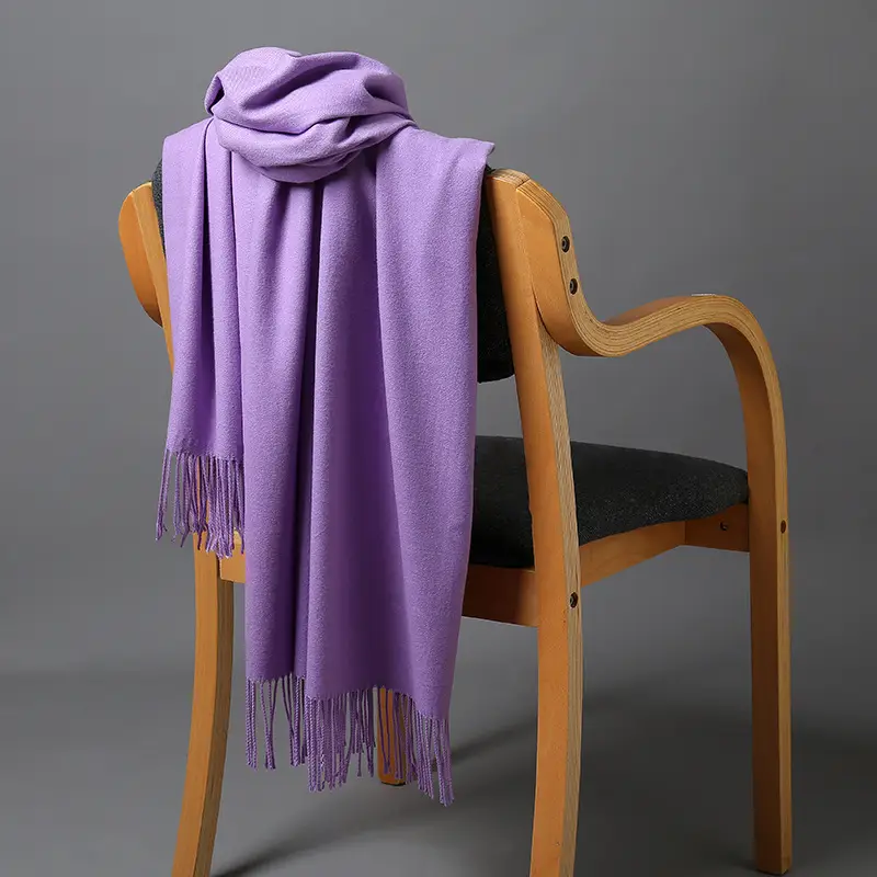 Autumn and winter thick warm ladies scarf solid color tassel cashmere gift printing embroidery shawl scarf wholesale