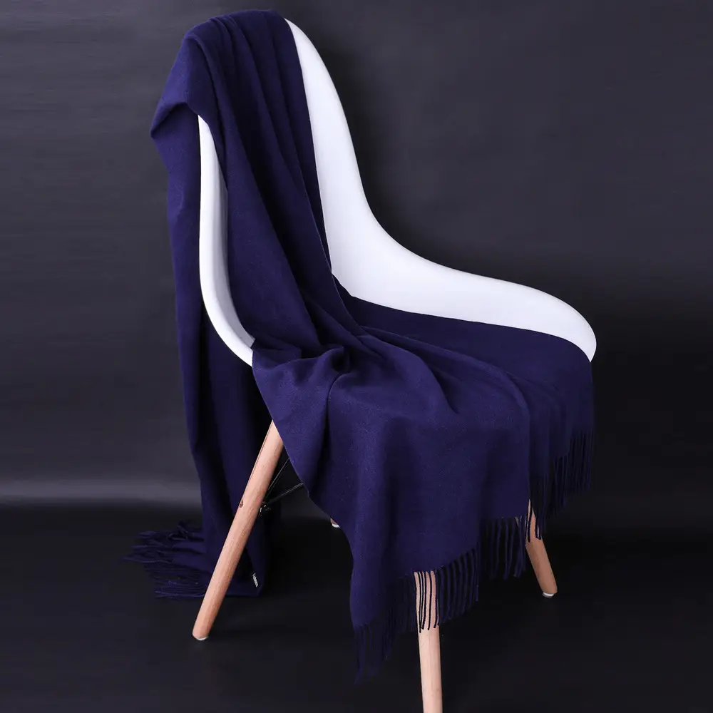 Autumn and winter thick warm ladies scarf solid color tassel cashmere gift printing embroidery shawl scarf wholesale