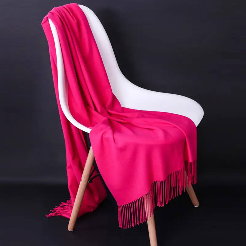 Autumn and winter thick warm ladies scarf solid color tassel cashmere gift printing embroidery shawl scarf wholesale