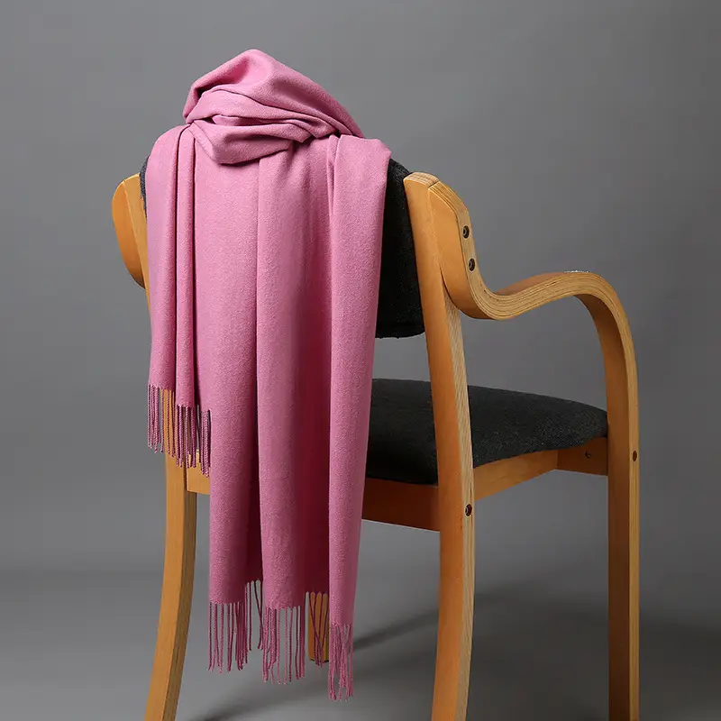 Autumn and winter thick warm ladies scarf solid color tassel cashmere gift printing embroidery shawl scarf wholesale