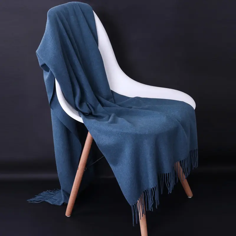 Autumn and winter thick warm ladies scarf solid color tassel cashmere gift printing embroidery shawl scarf wholesale