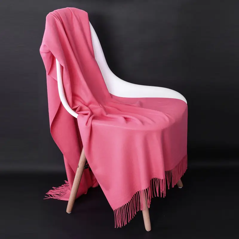 Autumn and winter thick warm ladies scarf solid color tassel cashmere gift printing embroidery shawl scarf wholesale