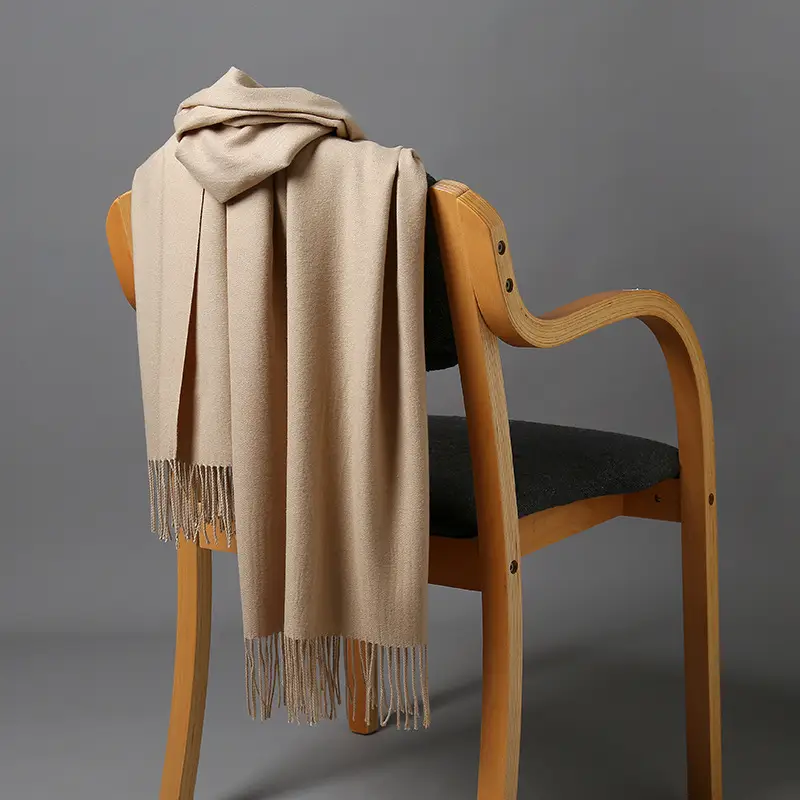 Autumn and winter thick warm ladies scarf solid color tassel cashmere gift printing embroidery shawl scarf wholesale