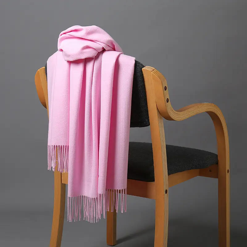 Autumn and winter thick warm ladies scarf solid color tassel cashmere gift printing embroidery shawl scarf wholesale
