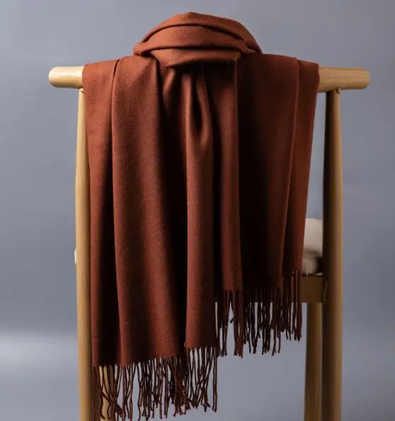 Autumn and winter thick warm ladies scarf solid color tassel cashmere gift printing embroidery shawl scarf wholesale